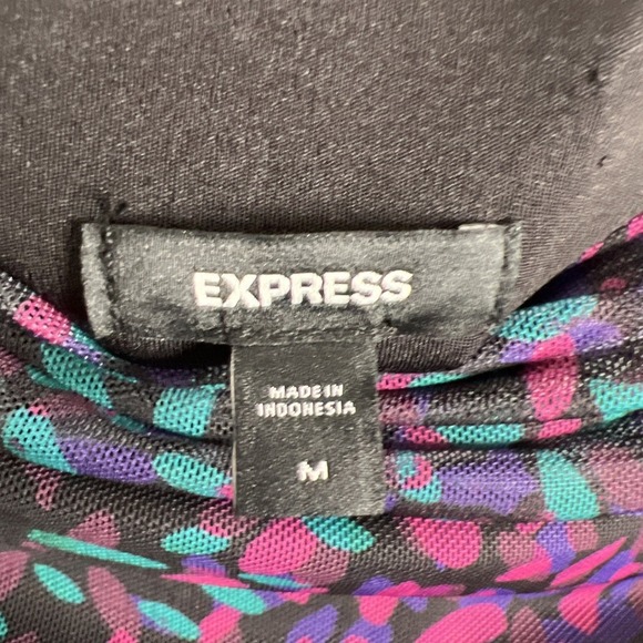 Express Off The Shoulder Long Sleeve Mesh Ruched Bodycon Dress Size Medium NWT - Picture 2 of 10